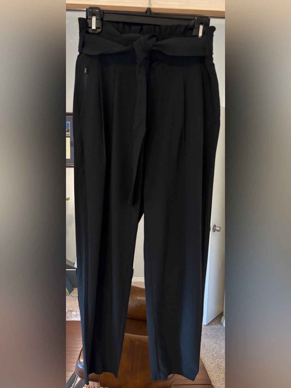 Athleta Skyline Pant II Women's Size 4 Black High Rise Tapered Tie Waist Work